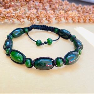 Green Jade Macrame Adjustable Bracelet